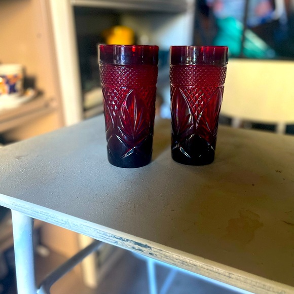 Cristal D'Arques-Durand 6 1/4"x 3" Glasses Antique Ruby Pattern from 1999-2008 - Picture 2 of 8